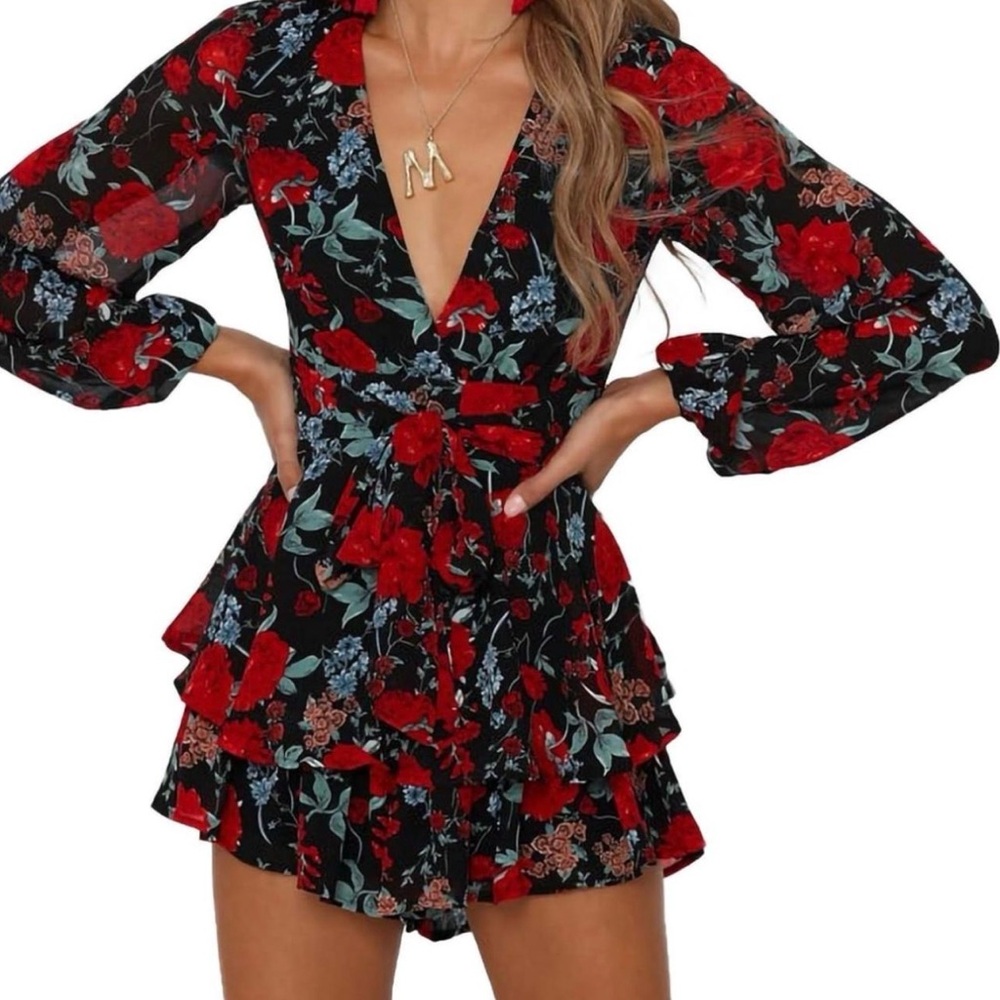 Floral V-Neck Romper
